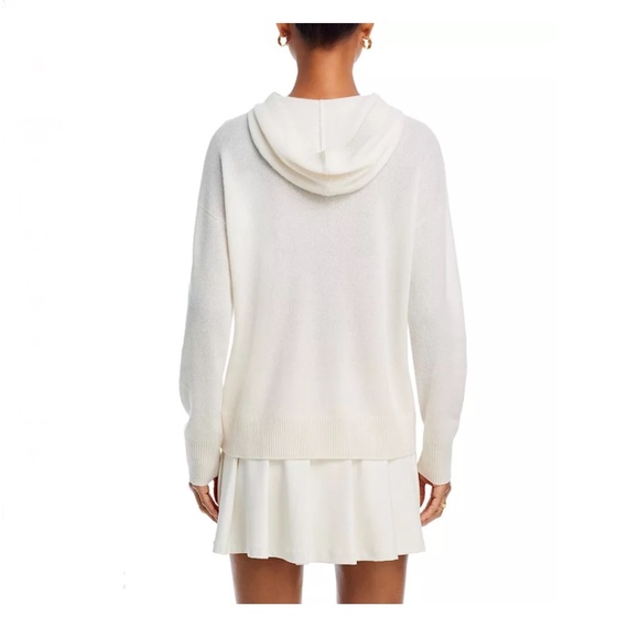 Luxurious 100% Cashmere Hooded Henley Sweater By Aqua in Blue - Picture 3 of 7